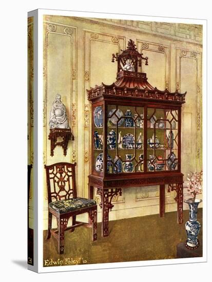 Carved China Case in Chippendale's Chinese Manner, 1911-1912-Edwin Foley-Stretched Canvas