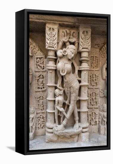 Carved Dancing Girl on Wall of Rani Ki Vav-Annie Owen-Framed Stretched Canvas