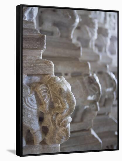 Carved Elephant Columns of Temple at Ranakpur, Rajasthan, India-David H. Wells-Framed Stretched Canvas