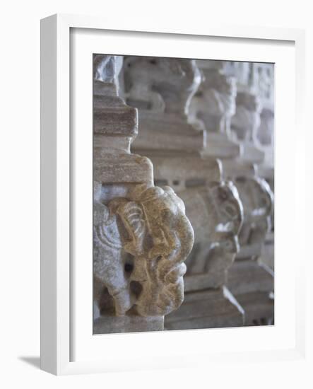 Carved Elephant Columns of Temple at Ranakpur, Rajasthan, India-David H. Wells-Framed Photographic Print