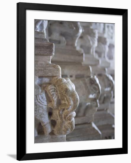 Carved Elephant Columns of Temple at Ranakpur, Rajasthan, India-David H. Wells-Framed Photographic Print