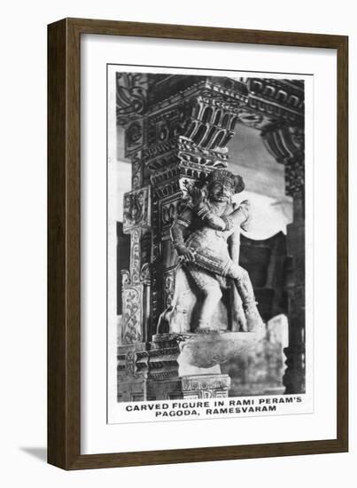 Carved Figure in Rami Peram's Pagoda, Ramesvaram, India, C1925-null-Framed Giclee Print