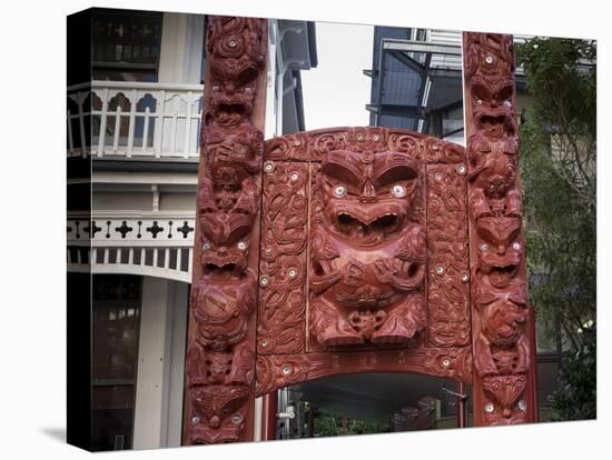Carved Gateway Marking Entrance to Te Herenga Waka Marae-Nick Servian-Stretched Canvas