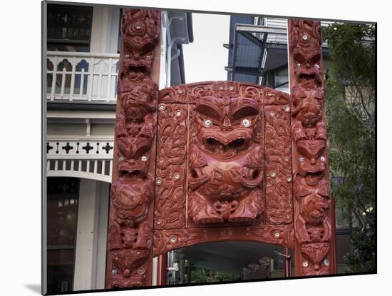 Carved Gateway Marking Entrance to Te Herenga Waka Marae-Nick Servian-Mounted Photographic Print