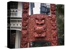 Carved Gateway Marking Entrance to Te Herenga Waka Marae-Nick Servian-Stretched Canvas