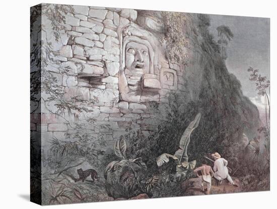 Carved Head of Itzamna in Izamal-Frederick Catherwood-Stretched Canvas