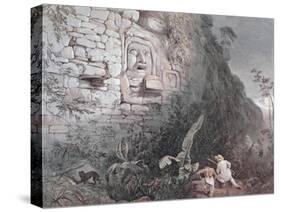 Carved Head of Itzamna in Izamal-Frederick Catherwood-Stretched Canvas