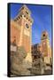 Carved lions, Arsenale entrance (naval shipyard), in winter afternoon sun, Castello, Venice, UNESCO-Eleanor Scriven-Framed Stretched Canvas