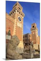 Carved lions, Arsenale entrance (naval shipyard), in winter afternoon sun, Castello, Venice, UNESCO-Eleanor Scriven-Mounted Premium Photographic Print