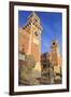 Carved lions, Arsenale entrance (naval shipyard), in winter afternoon sun, Castello, Venice, UNESCO-Eleanor Scriven-Framed Premium Photographic Print