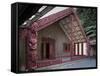 Carved Meeting House Te Tumu Herenga Waka on Marae at Victoria University-Nick Servian-Framed Stretched Canvas