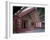 Carved Meeting House Te Tumu Herenga Waka on Marae at Victoria University-Nick Servian-Framed Photographic Print