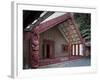 Carved Meeting House Te Tumu Herenga Waka on Marae at Victoria University-Nick Servian-Framed Photographic Print