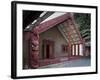 Carved Meeting House Te Tumu Herenga Waka on Marae at Victoria University-Nick Servian-Framed Photographic Print