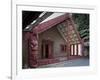 Carved Meeting House Te Tumu Herenga Waka on Marae at Victoria University-Nick Servian-Framed Photographic Print