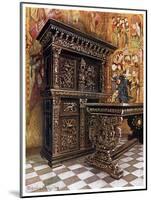 Carved Oak Armoire, 1910-Edwin Foley-Mounted Giclee Print