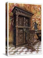 Carved Oak Armoire, 1910-Edwin Foley-Stretched Canvas