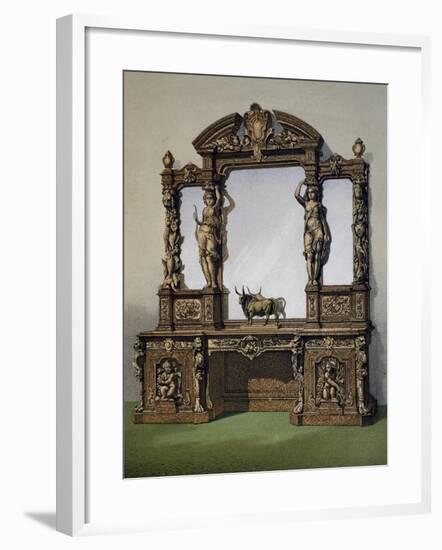 Carved Oak Cabinet from Masterpieces of Industrial Art and Sculpture at International Exhibition-null-Framed Giclee Print