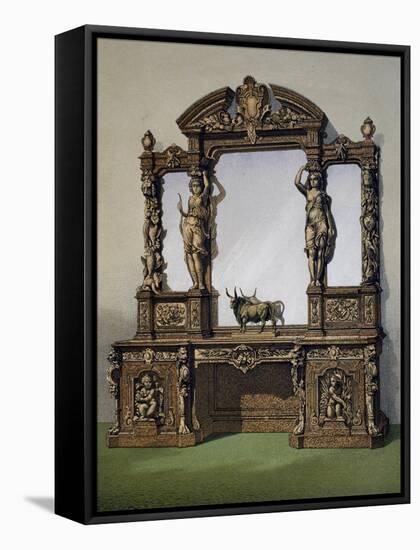 Carved Oak Cabinet from Masterpieces of Industrial Art and Sculpture at International Exhibition-null-Framed Stretched Canvas