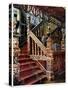 Carved Oaken Stairway, Godinton, 1910-Edwin Foley-Stretched Canvas