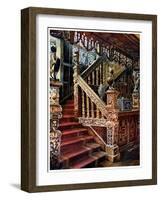 Carved Oaken Stairway, Godinton, 1910-Edwin Foley-Framed Giclee Print