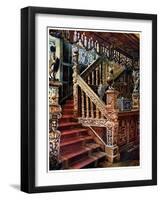 Carved Oaken Stairway, Godinton, 1910-Edwin Foley-Framed Giclee Print