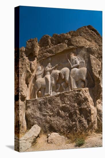 Carved relief of the Investiture of Ardashir I, 224-239 AD, Naqsh-e Rostam Necropolis, near Persepo-James Strachan-Stretched Canvas