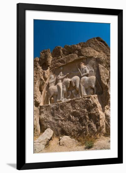 Carved relief of the Investiture of Ardashir I, 224-239 AD, Naqsh-e Rostam Necropolis, near Persepo-James Strachan-Framed Photographic Print