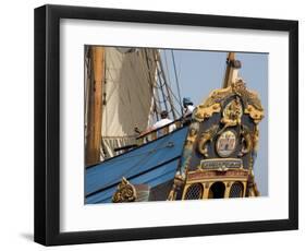 Carved Stern of Tall Ship the Kalmar Nyckel, Chesapeake Bay, Maryland, USA-Scott T. Smith-Framed Photographic Print