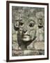 Carved Stone Face on the Steps of the East Court, Copan Archaeological Park, Honduras-null-Framed Photographic Print