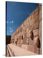 Carved Stone Tenon-Heads in a Wall of a Semi-Subterranean Temple in Tiwanaku-Alex Saberi-Stretched Canvas