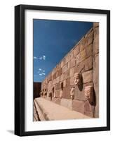 Carved Stone Tenon-Heads in a Wall of a Semi-Subterranean Temple in Tiwanaku-Alex Saberi-Framed Premium Photographic Print