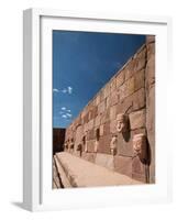 Carved Stone Tenon-Heads in a Wall of a Semi-Subterranean Temple in Tiwanaku-Alex Saberi-Framed Photographic Print