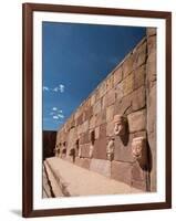 Carved Stone Tenon-Heads in a Wall of a Semi-Subterranean Temple in Tiwanaku-Alex Saberi-Framed Photographic Print