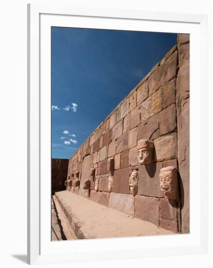 Carved Stone Tenon-Heads in a Wall of a Semi-Subterranean Temple in Tiwanaku-Alex Saberi-Framed Photographic Print