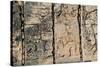 Carved stonework on the Temple of the Warriors at the ancient Mayan city of Chichen Itza, in Yuc...-null-Stretched Canvas