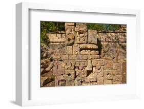 Carved stonework on the Temple of the Warriors at the ancient Mayan city of Chichen Itza, in Yuc...-null-Framed Photographic Print