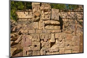 Carved stonework on the Temple of the Warriors at the ancient Mayan city of Chichen Itza, in Yuc...-null-Mounted Photographic Print