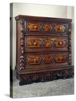 Carved Three Drawer Chest of Drawers, Living Room Furniture-null-Stretched Canvas