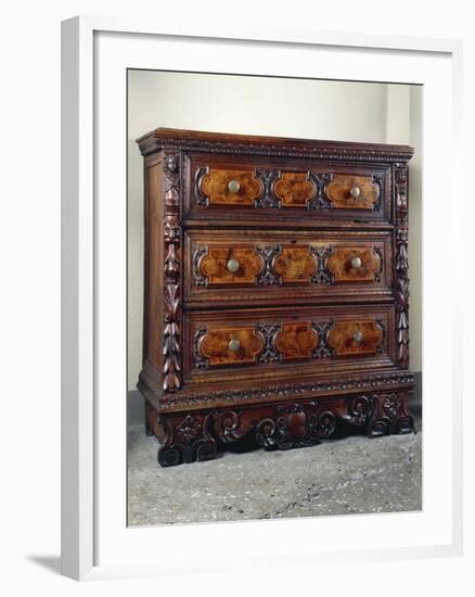 Carved Three Drawer Chest of Drawers, Living Room Furniture-null-Framed Giclee Print