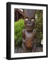 Carved Wood Figures, Te Puia Maori Village, Rotorua, Taupo Volcanic Zone, North Island, New Zealand-Kober Christian-Framed Photographic Print