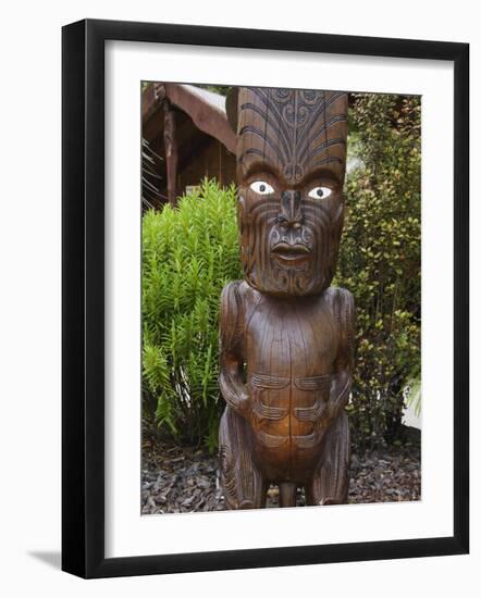 Carved Wood Figures, Te Puia Maori Village, Rotorua, Taupo Volcanic Zone, North Island, New Zealand-Kober Christian-Framed Photographic Print