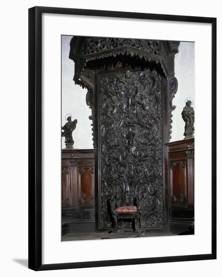 Carved Wood Throne, Basilica of Saint Bartholomew, Benevento, Campania, Italy-null-Framed Giclee Print