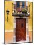 Carved Wooden Door and Balcony, San Miguel, Guanajuato State, Mexico-Julie Eggers-Mounted Photographic Print