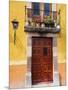 Carved Wooden Door and Balcony, San Miguel, Guanajuato State, Mexico-Julie Eggers-Mounted Photographic Print