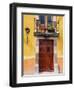 Carved Wooden Door and Balcony, San Miguel, Guanajuato State, Mexico-Julie Eggers-Framed Photographic Print