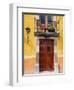 Carved Wooden Door and Balcony, San Miguel, Guanajuato State, Mexico-Julie Eggers-Framed Photographic Print