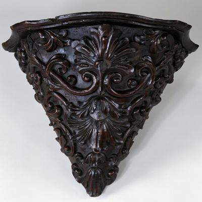 'Carved Wooden Wall Mounted Stool, United Kingdom' Giclee Print