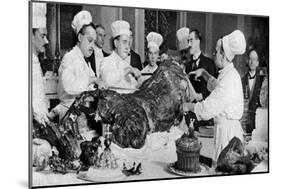 Carving a Side of Beef at the Annual Banquet at the Guildhall, London, 1926-1927-null-Mounted Giclee Print