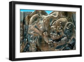 Carving of a Bull and Lion, Persian, 5th Century Bc-null-Framed Giclee Print